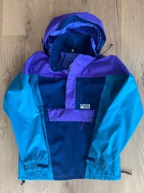 Vintage Style Sierra Designs Colorblock Windbreaker Blue Purple Teal